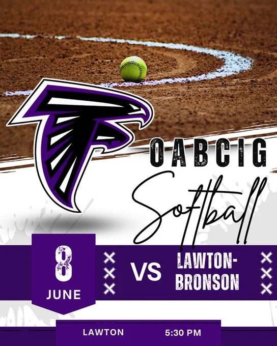 6/8 Softball vs Lawton-Bronson in Lawton at 5:30 PM