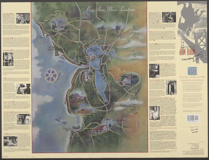 Map showing movie locations in San Francisco, with callouts along the sides.