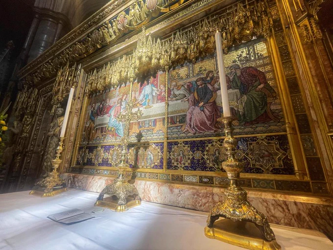 Sunlight falling across the High Altar in Westminster Abbey