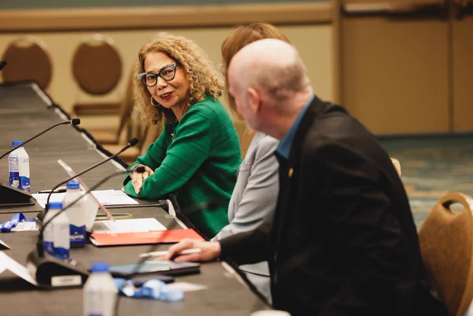 Chancellor Garcia speaking in a panel.