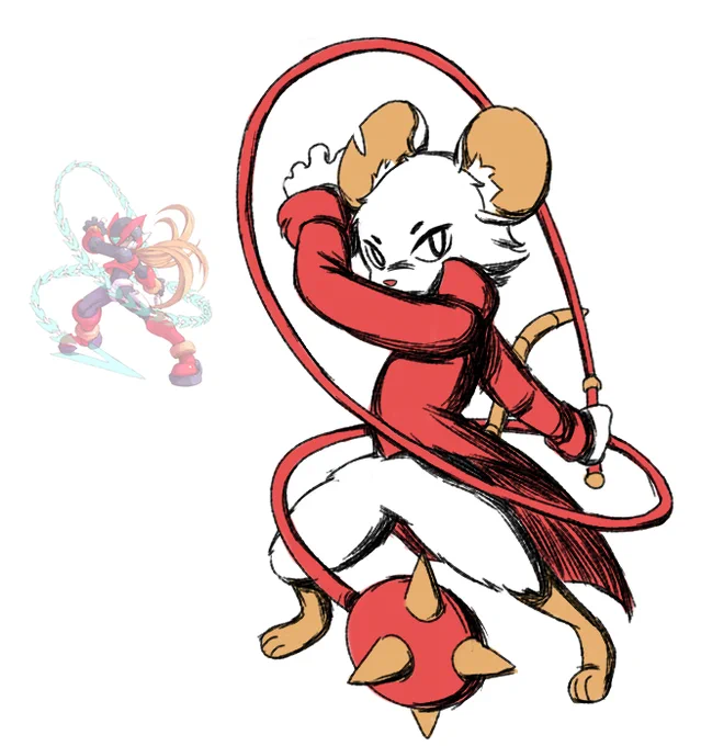 🐁 Mina the Hollower hitting the Chain Rod pose from Mega Man Zero 2.
