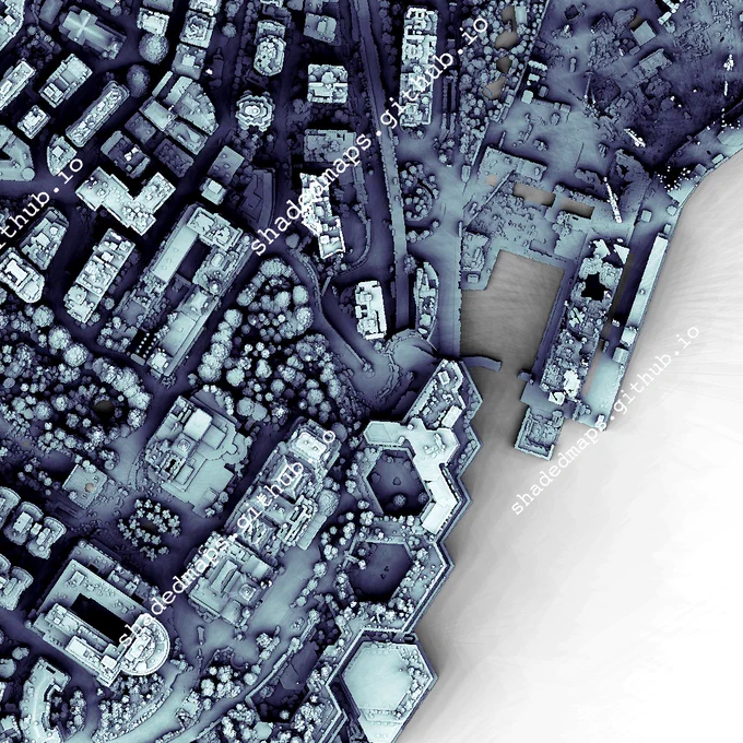 A fragment from the shaded map of Monte Carlo, Monaco.