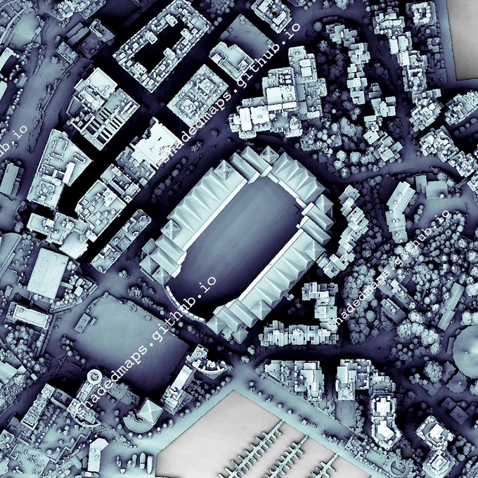 A fragment from the shaded map of Monte Carlo, Monaco.