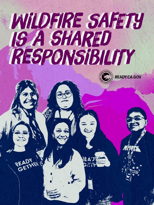 Text reads: wildfire safety is a shared responsibility ready dot C A dot G O V