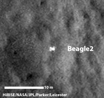 Beagle 2 imaged by NASA’s Mars Reconnaissance Orbiter. Credit: NASA