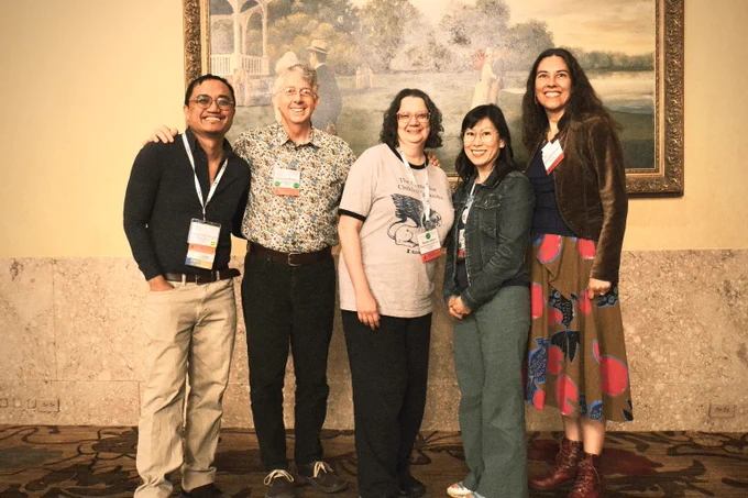 Postdoctoral Research Associate Cheeno Marlo Sayuno, Associate Director for Research Support Services, HathiTrust Research Center, Glen Layne-Worthey, Assistant Director of the Center for Children's Books Suzan Alteri, and Associate Professors Sarah Park Dahlen and Elizabeth Hoiem. 