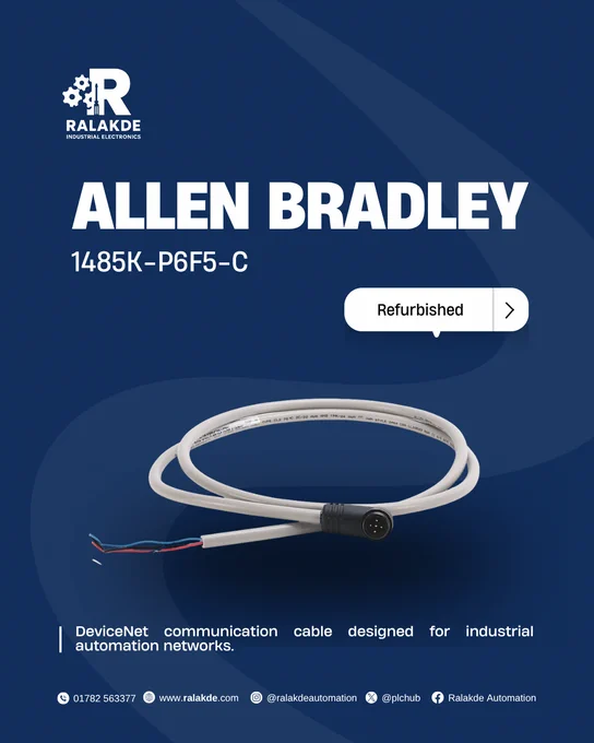 Ralakde Allen-Bradley 1485K-P6F5-C DeviceNet communication cable for industrial network connectivity, data transmission, and automation system integration.