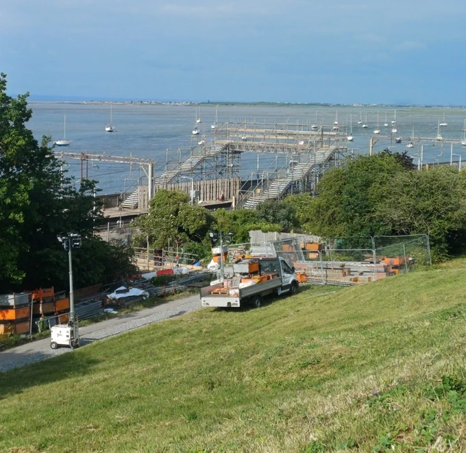 View of the temporary footbridge in Chalkwell station