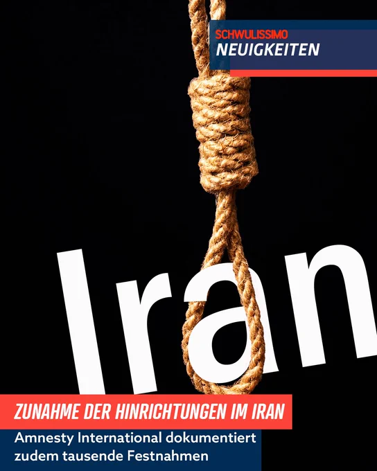 schwulissimo
Seit dem Militärangriff der USA und Israels Ende Februar 2026 greifen die iranischen Behörden nach Angaben von Amnesty International noch härter durch, eine anfangs erhoffte Verbesserung der Lage nach dem Tod von Präsidenten Mahmoud Ahmadinejad und des Obersten Führers Ali Khamenei scheint nicht eingetreten zu sein, insbesondere nicht für homosexuelle und queere Menschen sowie Kritiker des Systems. Die Regierung nutze nun die von ihr ausgerufenen „Kriegsbedingungen“ als Vorwand, um die eigene Bevölkerung massiv zu unterdrücken.

@amnesty

➡️ Alle Infos zu diesem Post sowie weitere aktuelle News findest du hinter unserem Link in der Bio und auf www.schwulissimo.de
Bild: © IMAGO / Steinach

#schwulissimo #LGBTIQ #QueerRights #HumanRights
#LGBTQIA #QueerNews #GayRights #LGBTQNews #QueerCommunity #HumanRightsMatter #EqualityForAll #Menschenrechte #QueerActivism
#StandForEquality #LGBTQAdvocacy #ProtectQueerLives #Regenbogencommunity #QueerVisibility #CommunitySolidarity #Globa