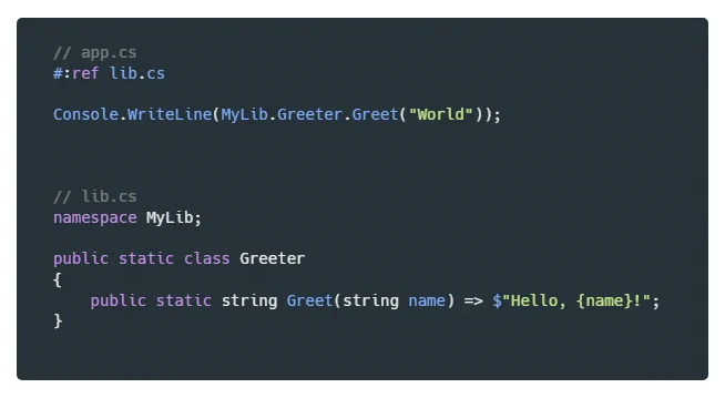 File-based apps can reference other C# files example