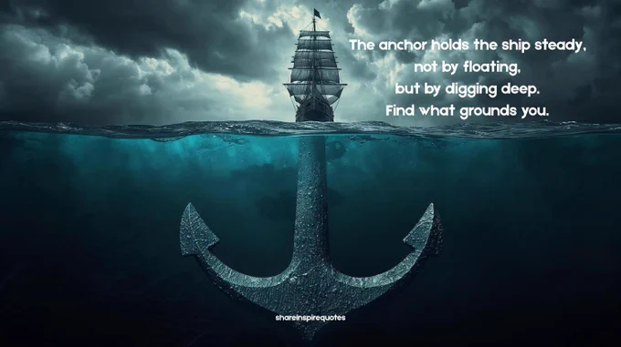 The anchor holds the ship steady, not by floating, but by digging deep. Find what grounds you.
