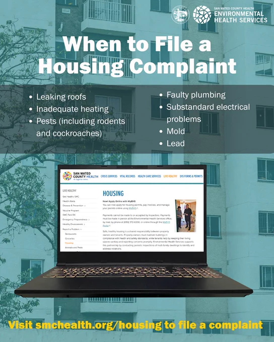 Image of a computer with County Health's Housing webpage.