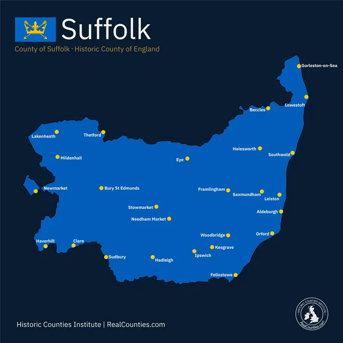 Map of the County of Suffolk - from RealCounties.com