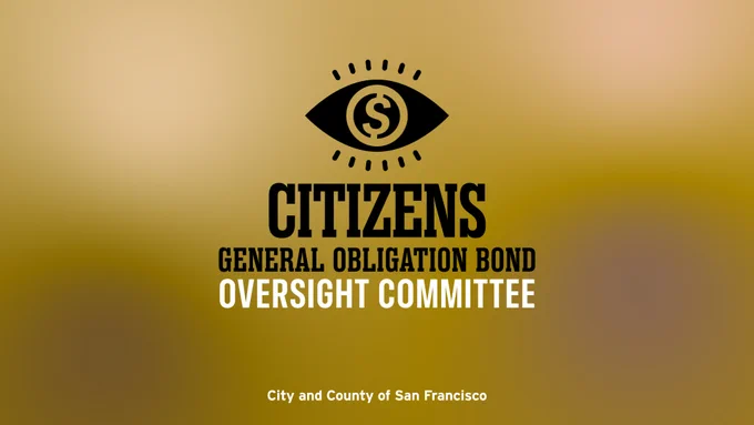 Black eye logo with a dollar sign above the text Citizens General Obligation Bond Oversight Committee on a gold background.
