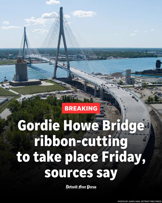 Gordie Howe International Bridge in Detroit on Wednesday, Aug. 27, 2025. Photo by Junfu Han, Detroit Free Press