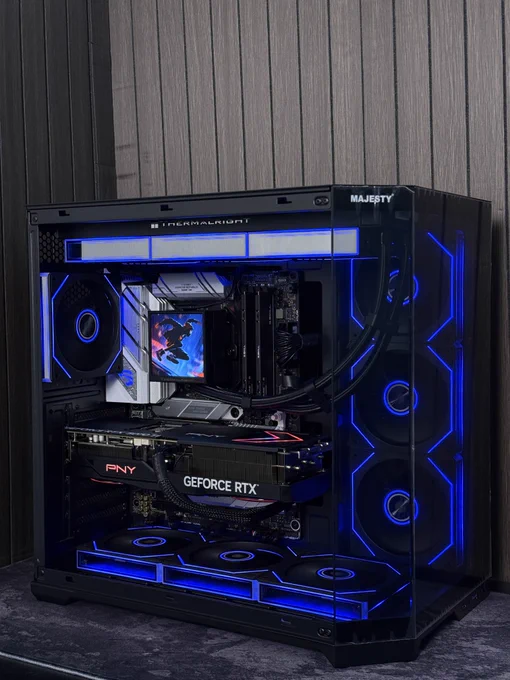Ryzen 7 7800x3d
Pny Rgb Epic-X Rtx 5070 TI 16GB OC
Asus Rog Strix B650-A 
DDR5 32GB G.Skill X5 Flare 6000mhz cl36
2TB XPG 
Thermalright Peerless Vision 360mm
Majesty 750w gold 
Majesty Mid Mavera Pro