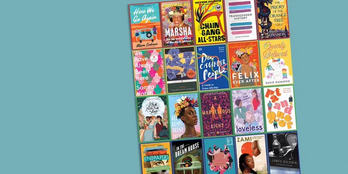 Collage of book covers from AWP staff picks for Pride Month