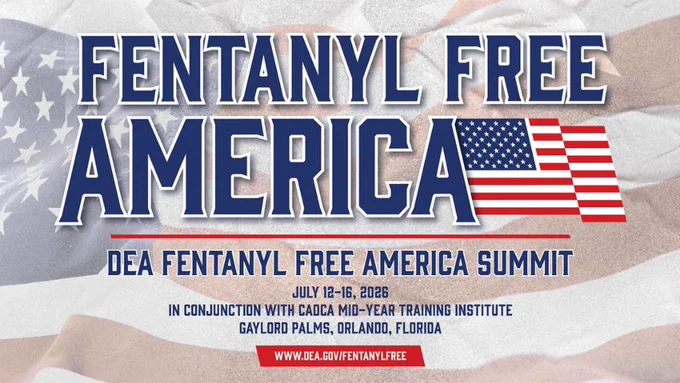 Banner DEA Fentanyl Free America Summit held July 12-16, 2026, in Orlando, Florida