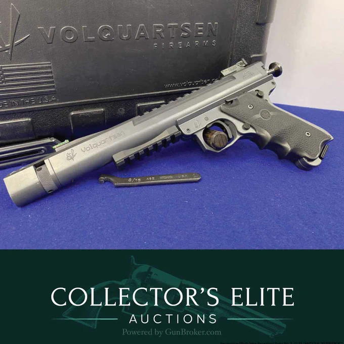 Discontinued. Distinctive. Now on Collectors Elite. 
See it Now: https://bit.ly/49Bgrwy

This Volquartsen Scorpion Limited Model in .22 LR pairs race-gun performance with the craftsmanship that made Volquartsen a favorite among serious rimfire enthusiasts. Featuring a 6" barrel and sleek black finish, this discontinued example is a chance to add a hard-to-find Scorpion to your collection.

#CollectorsElite #guncollector #gunsdaily