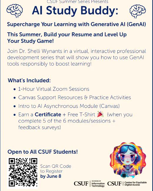 This slide includes other AI Study Buddy benefits and a QR Code to Register.