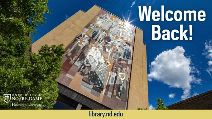 Looking up at the Word of Life mural at Hesburgh Library.