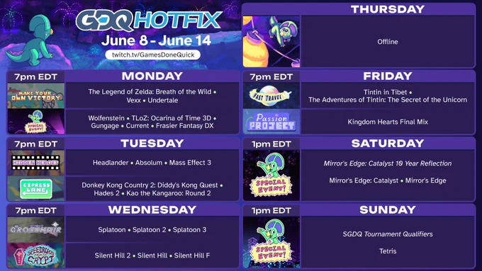 GDQ Hotfix schedule for the week of 6/8