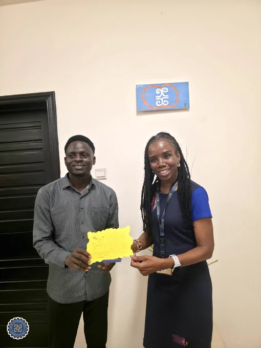 Mr. Sarfo paid a courtesy visit to the Dean of the School, Ing Prof. Elsie Effah Kaufmann. During the engagement, he presented her with a specially 3D-printed certificate as a token of appreciation in recognition of her steadfast support for STEM education and the annual robotics competition.
The certificate was designed and printed by an engineering student during a 3D printing workshop that Firefly IO organised for SES students, underscoring the creative talent of our young engineers.
Firefly IO has been instrumental in nurturing innovation and practical skills among SES students through various workshops and competitions. We thank them for their continued collaboration and look forward to more impactful initiatives that inspire the next generation of engineers.