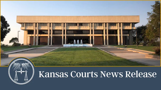 Kansas Courts News Release. front of Kansas Judicial Center. 