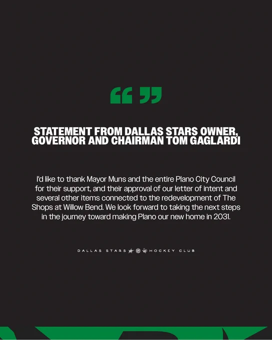 A statement from Owner, Governor and Chairman Tom Gaglardi