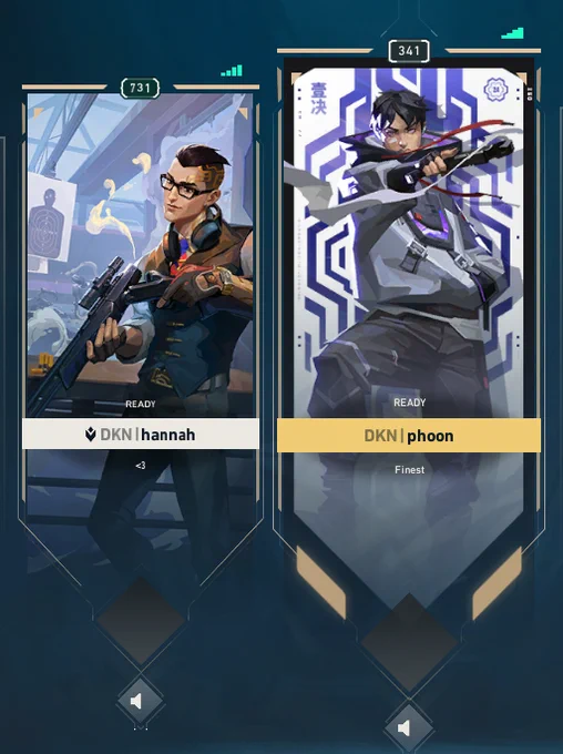 hannah e phoon com os cards combinando igual outro casal do valorant!