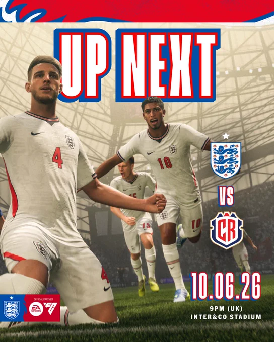 Up next: 
England v Costa Rica
Wednesday June 10th 
Kick-off 9pm (UK)
Inter&Co Stadium 