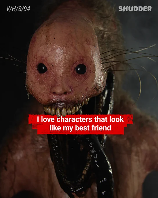 A creepy, unsettling creature with a humanoid appearance from the movie V/H/S/94. The atmosphere is eerie and unnerving.