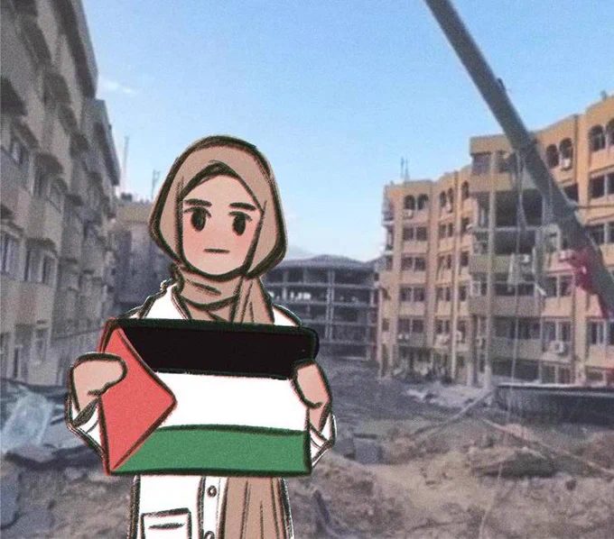 #artwork of a dental student in Gaza needs ur help to complete her education and training 