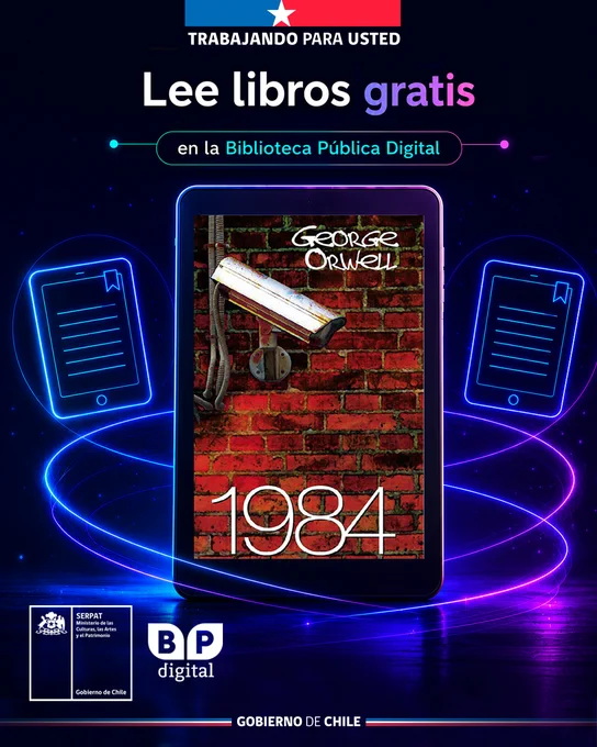 Lee libros gratis en la Biblioteca Pública Digital. Portada del libro 1984, de George Orwell.