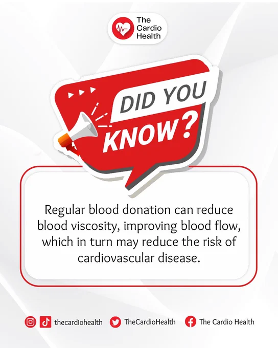 Well, The Cardio Health is here to encourage you to save your life by donating your blood so as to improve blood flow and reduce blood viscosity. 🩸

This 14th of June, care for your heart by donating blood.