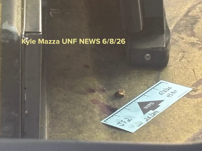Blood and a shell casing is seen inside of an MTA Bx36 bus after a 41-year-old man was fatally shot inside the bus in the area of White Plains Road and East Tremont Avenue, Bronx, New York, USA, June 8, 2026. Monday afternoon at approximately 2:33 PM the fatal shooting transpired aboard the MTA bus. There are no arrests and the investigation is ongoing. The identity of the deceased is being withheld pending proper family notification.