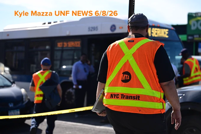 Members of NYC Transit work the scene where a 41-year-old man was fatally shot aboard an MTA Bx36 bus in the area of White Plains Road and East Tremont Avenue, Bronx, New York, USA, June 8, 2026. Monday afternoon at approximately 2:33 PM the fatal shooting transpired aboard the MTA bus. There are no arrests and the investigation is ongoing. The identity of the deceased is being withheld pending proper family notification.