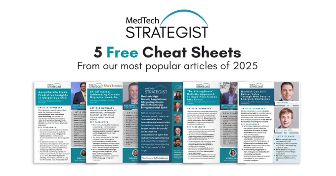 Big #medtech insights, minus the long read. Download 5 free cheat sheets covering #innovation, startups, M&A, and growth strategies shaping the industry. Get them here: https://bit.ly/4g35Kqo