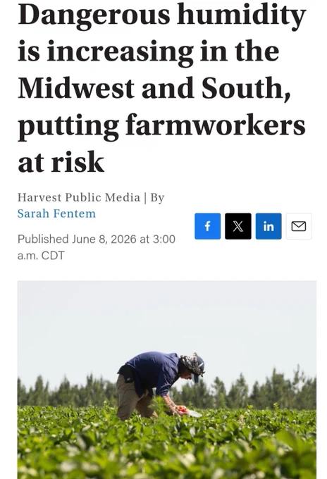 Screenshot: Dangerous humidity is increasing in the Midwest and South, putting farmworkers at risk
