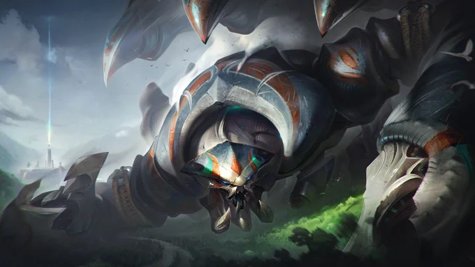 Skarner crawls slowly towards his next target with his tail looming over him, ready to swat away Ixtal’s next menace.