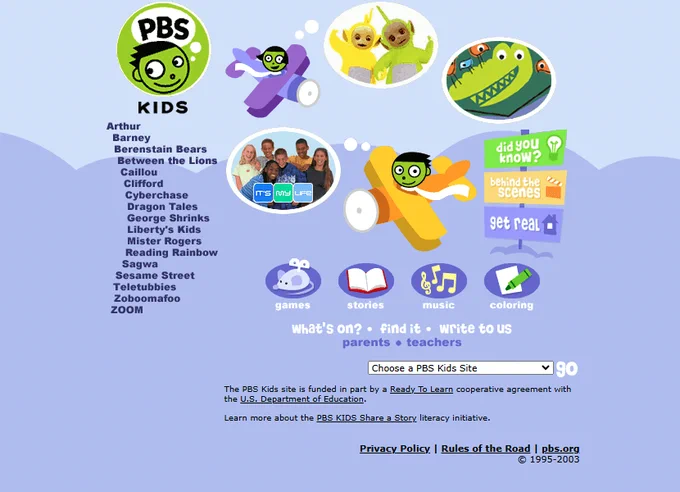PBS Kids website in 2003