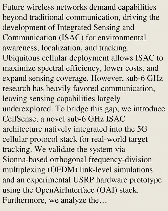 Future wireless networks demand capabilities beyond traditional communication, driving the development of Integrated Sensing and Communication (ISAC) for environmental awareness, localization, and tracking. Ubiquitous cellular deployment allows ISAC to maximize spectral efficiency, lower costs, and expand sensing coverage. However, sub-6 GHz research has heavily favored communication, leaving sensing capabilities largely underexplored. To bridge this gap, we introduce CellSense, a novel sub-6 GHz ISAC architecture natively integrated into the 5G cellular protocol stack for real-world target tracking. We validate the system via Sionna-based orthogonal frequency-division multiplexing (OFDM) link-level simulations and an experimental USRP hardware prototype using the OpenAirInterface (OAI) stack. Furthermore, we analyze the communication-sensing tradeoff by quantifying how pilot symbol density impacts throughput versus sensing accuracy. Simulations show that CellSense achieves a 74 percen