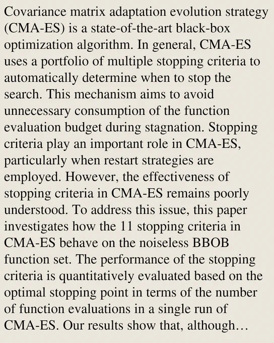 Covariance matrix adaptation evolution strategy (CMA-ES) is a state-of-the-art black-box optimization algorithm. In general, CMA-ES uses a portfolio of multiple stopping criteria to automatically determine when to stop the search. This mechanism aims to avoid unnecessary consumption of the function evaluation budget during stagnation. Stopping criteria play an important role in CMA-ES, particularly when restart strategies are employed. However, the effectiveness of stopping criteria in CMA-ES remains poorly understood. To address this issue, this paper investigates how the 11 stopping criteria in CMA-ES behave on the noiseless BBOB function set. The performance of the stopping criteria is quantitatively evaluated based on the optimal stopping point in terms of the number of function evaluations in a single run of CMA-ES. Our results show that, although which stopping criterion is triggered first depends significantly on the sample size λ and the dimension n, tolflatfitness and tolfun a