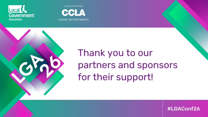 LGA 2026 purple and green conference branded quote card reading Thank you to our partners and sponsors for their support.