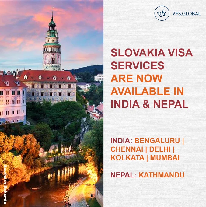 Residents of India and Nepal can now enjoy expert support with their short-term and long-term Visa applications for Slovakia, at our newly launched centres in Bengaluru, Chennai, Delhi, Kolkata, and Mumbai in India and Kathmandu in Nepal.

For more details, please visit:

India: https://visa.vfsglobal.com/ind/en/svk/
Nepal: https://visa.vfsglobal.com/npl/en/svk