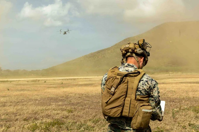 A U.S. Marine with Marine Medium Tiltrotor Squadron (VMM) 365 (Reinforced), Littoral Combat Force-24, takes notes after an MV-22B Osprey touch and go exercise on Camp Santiago, Puerto Rico,\u202FMay 28, 2026.\u202FU.S. military forces are deployed to the U.S. Southern Command area of responsibility in support of Operation SOUTHERN SPEAR, Department of War-directed operations, and the president\u2019s priorities to disrupt illicit drug trafficking, deter malign actors and protect the homeland through continuous presence.\u202F(U.S. Marine Corps photo)\n\n