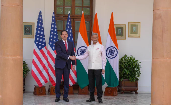 U.S. Secretary of State, Marco Rubio welcomed by India’s External Affairs Minister, Dr. S. Jaishankar, in New Delhi, India, on May 24, 2026. Source: U.S. Department of State