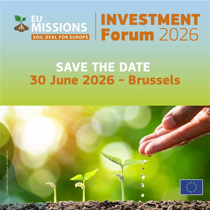 Visual with the text: EU Missions Soil Deal for Europe Investment Forum 2026