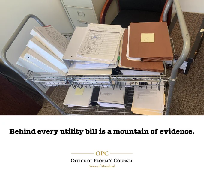 Cart of legal research as part of a utility rate case.