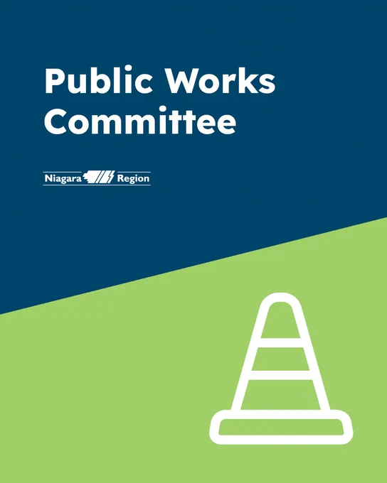 An icon of a traffic cone with text 'Public Works Committee'